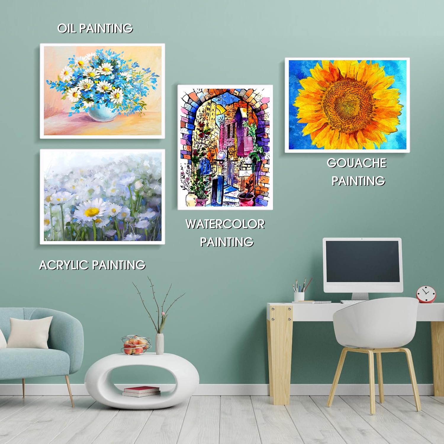 Sherr 6 Pcs 24 x 18 Inch Large Canvas for Painting Cotton Canvas Stretched Blank White Canvases Triple Primed Painting Profile Blank for Watercolor Acrylics Oil