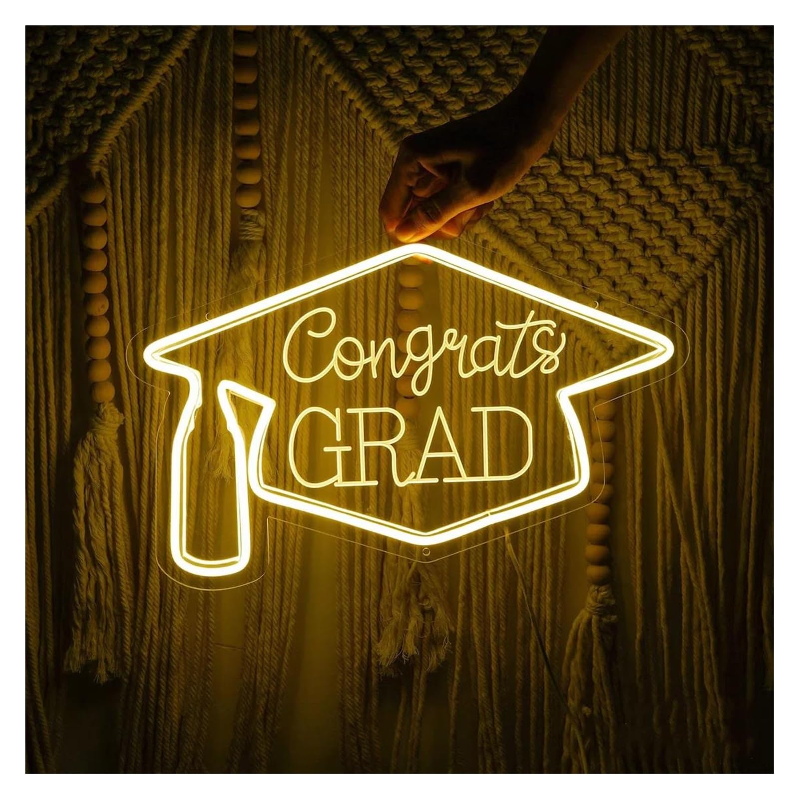 LEMST Signs Lamp Congrats Grad Neon Sign Light USB Powered 3D Engrave for Graduation Backdrop Art Wall Decor 38cmx22cm(C)