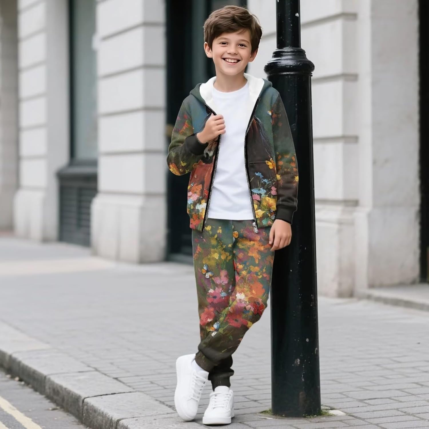 Zip Hoodie Jogger Set with Pockets for Boys 2 Piece Sets