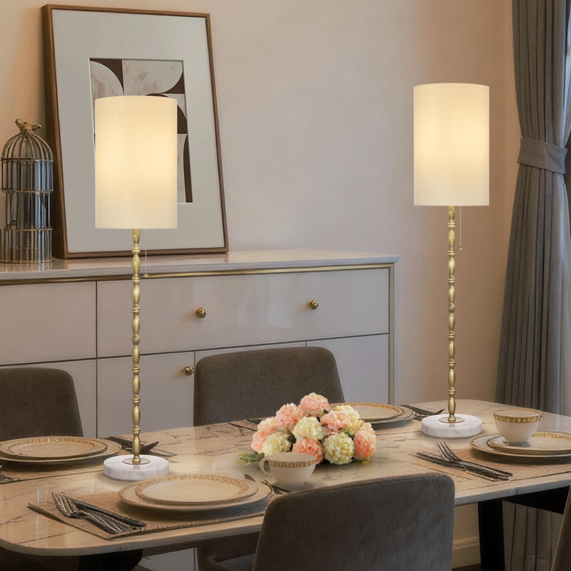 Set di 2 lampade da buffet alte 78,7 cm con base in marmo per soggiorno