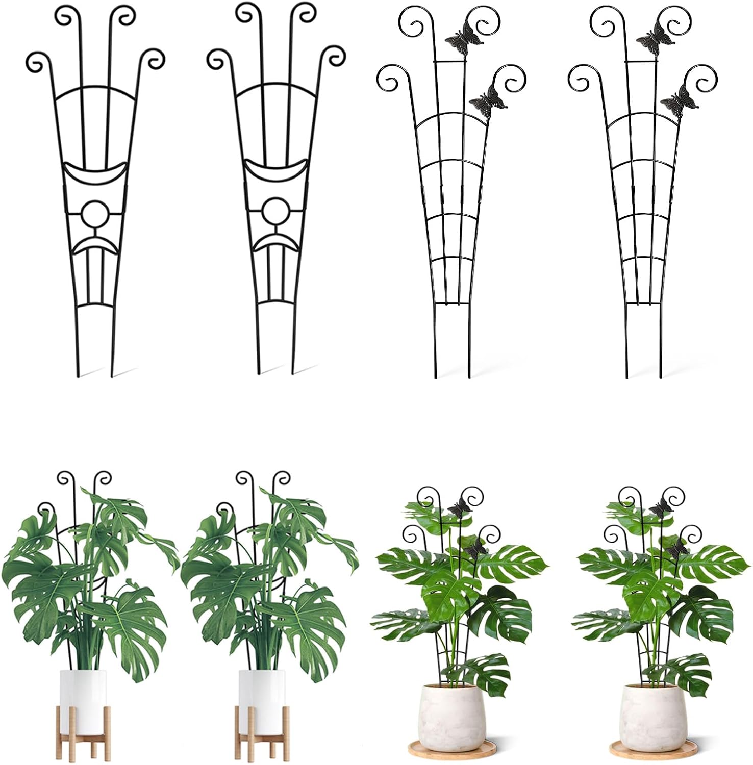 4 (Four) Monstera Plant Support Stakes for Indoor Plants, 2 (Two) 32.6in Monstera Plant Support Stakes and 2 (Two) 30in Garden Monstera Trellis