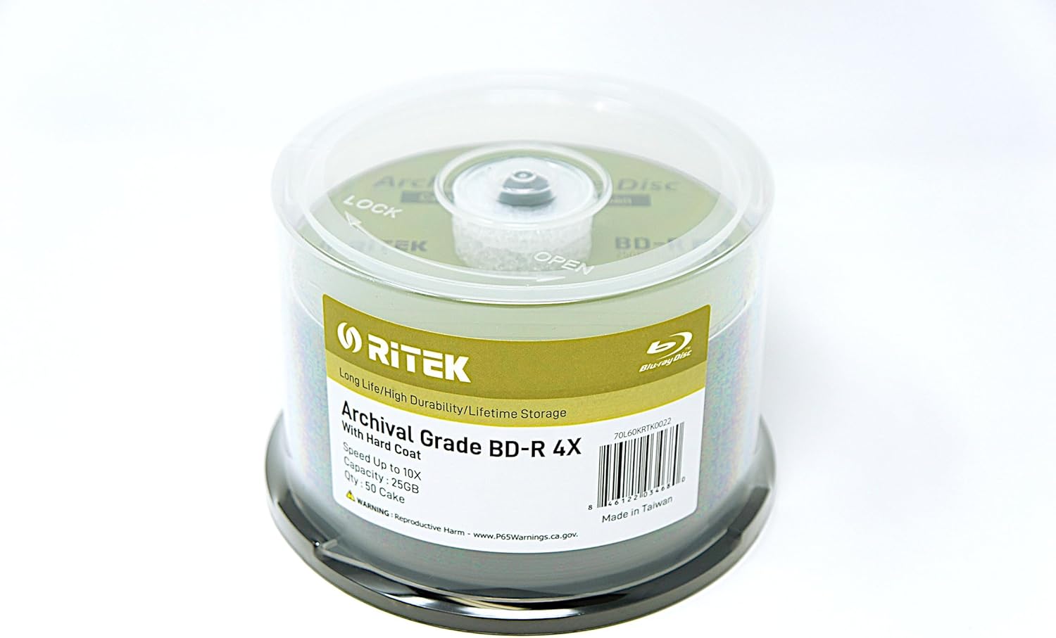 50 Pack Ritek BD-R 25GB 4X Archival Grade Blank Disc Certified by ADTC Japan