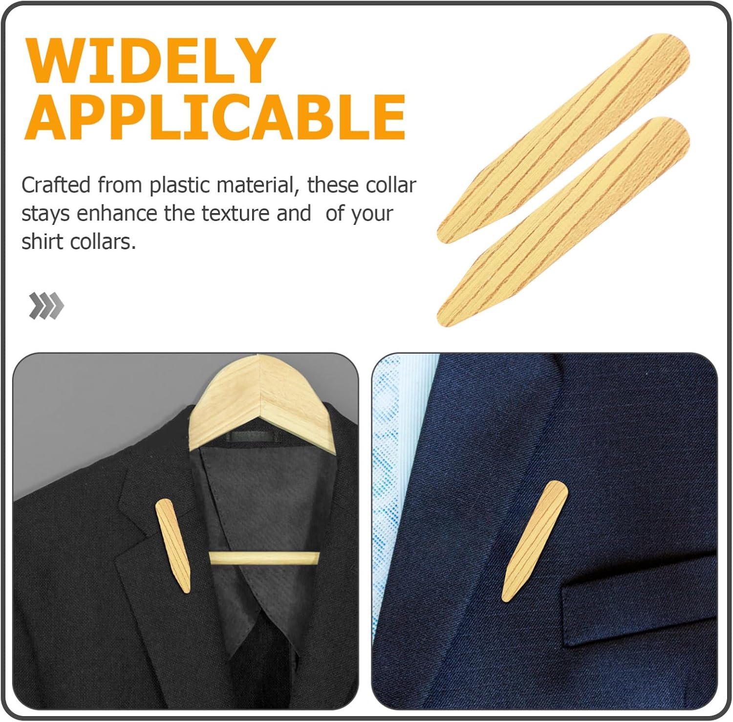 FOMIYES Plastic Collar Stays for Dress Shirts Wood Grain Design Crisp Support for Men Shirts Prevents Floppy Collars Easy Insert Mechanism