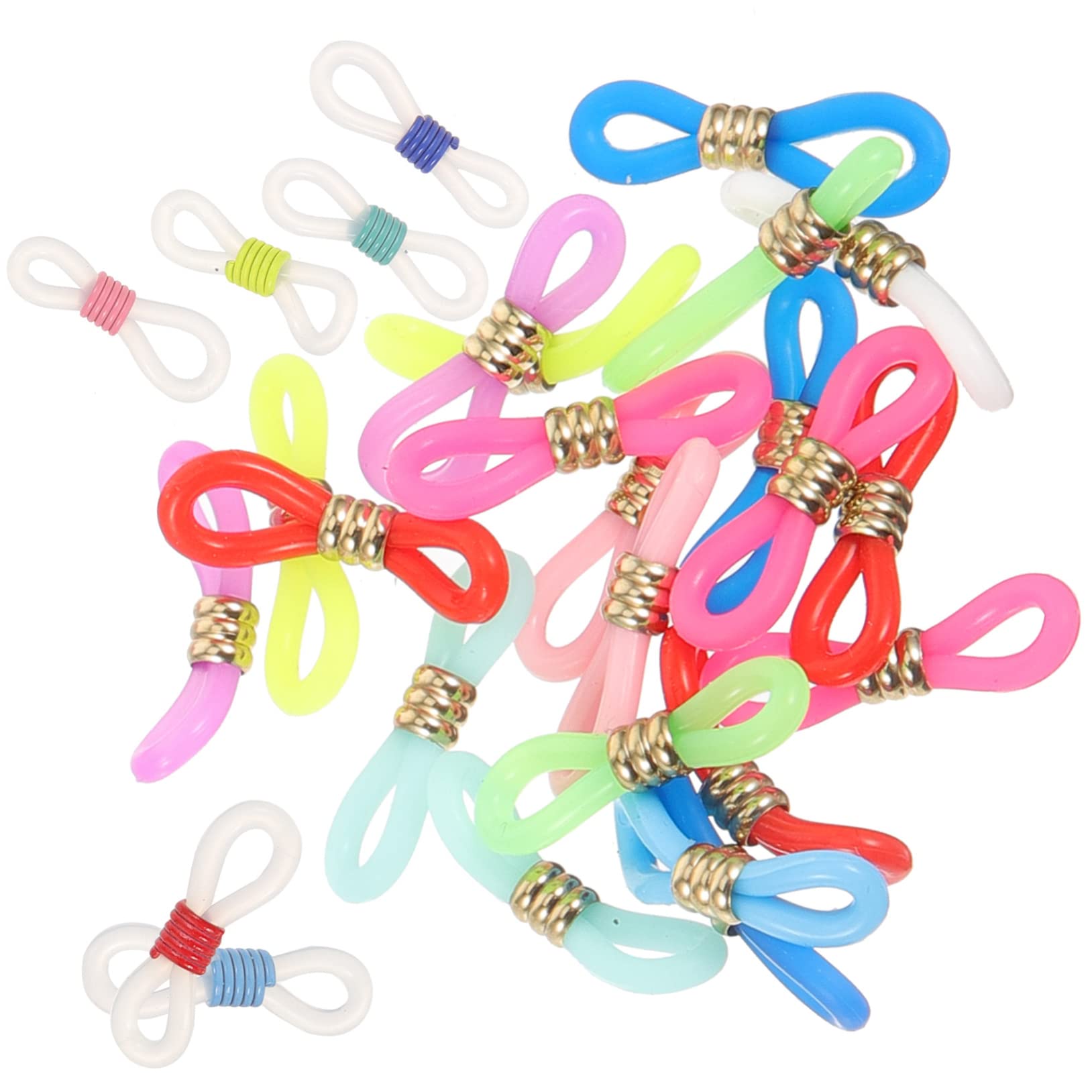 COLLBATH 60 Pièces Embouts de Chaînettes pour Lunettes en Silicone Antidérapants Connecteurs Réglables en Métal pour Support et Prévention de Perte D'accessoires Lunettes Couleur Aléatoire