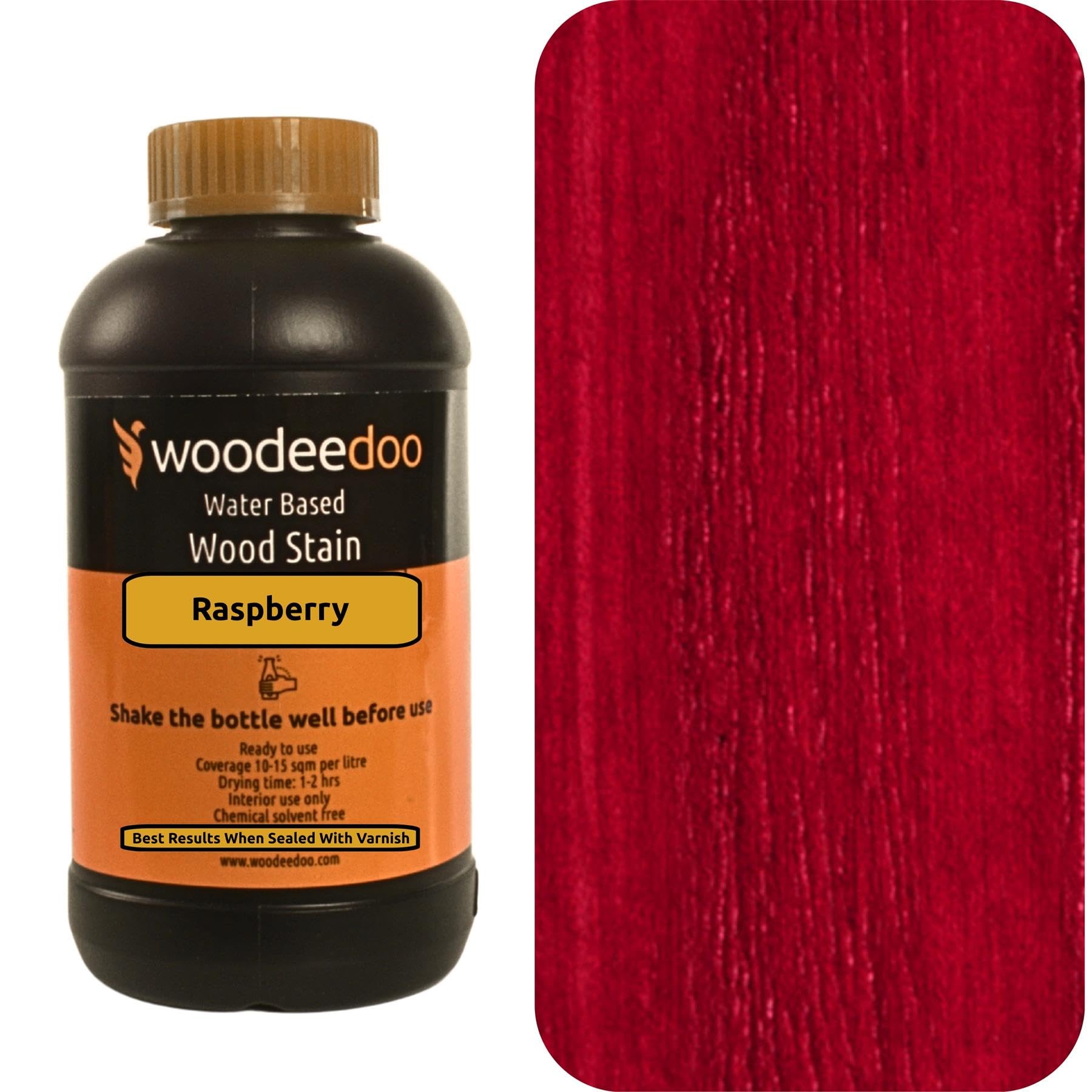 Woodeedoo Rasberry Water Based Wood Stain | Wood Dye | Ready To Use | Environmentally Friendly | Solvent Free | Odour Free | 200 Ml |