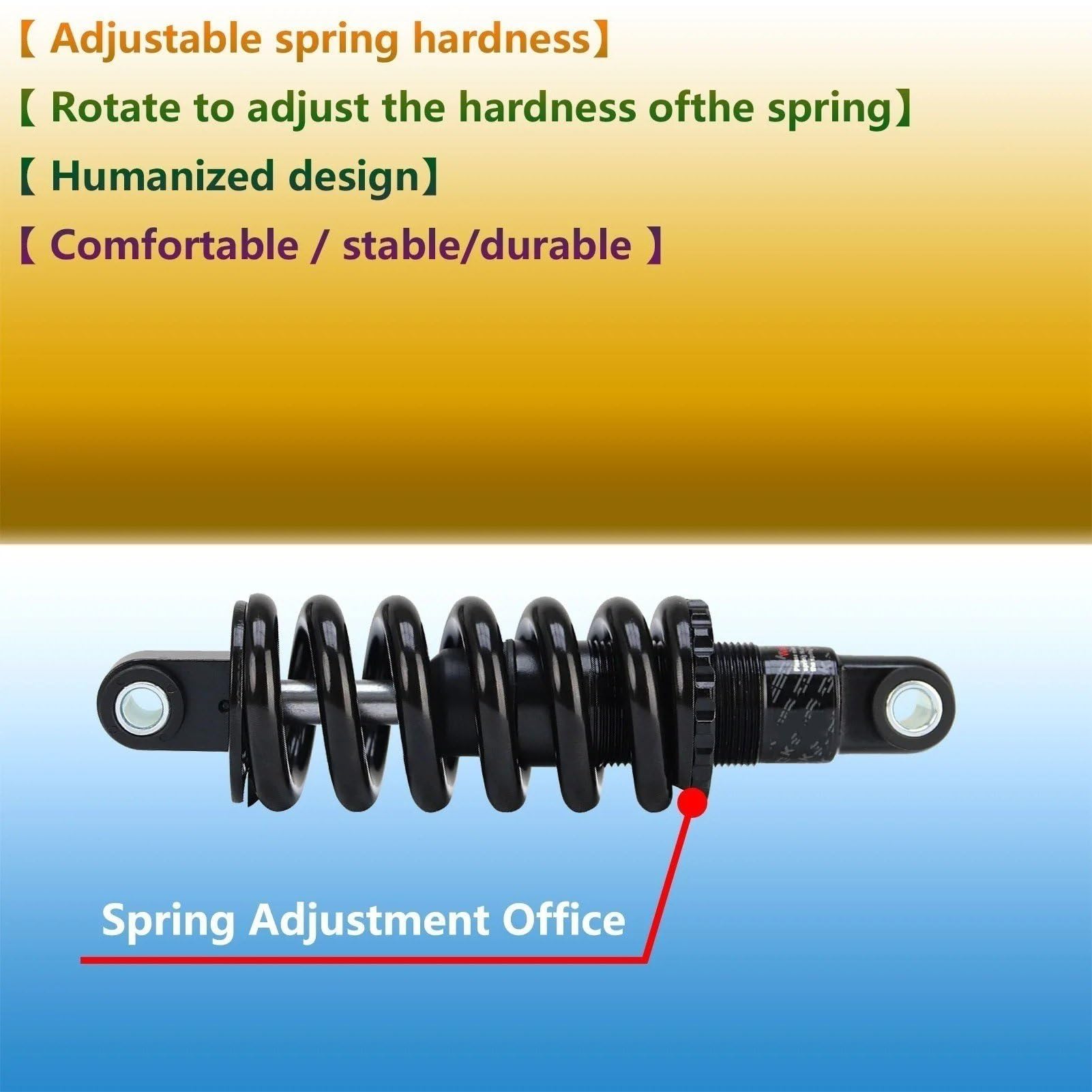 amortiguadores delanteros Suspensión Resorte Helicoidal Bicicleta 150Mm 165Mm 190Mm Montaña Bicicleta Eléctrica Silla Ruedas Amortiguador Trasero MTB(150mm 2000lbs)