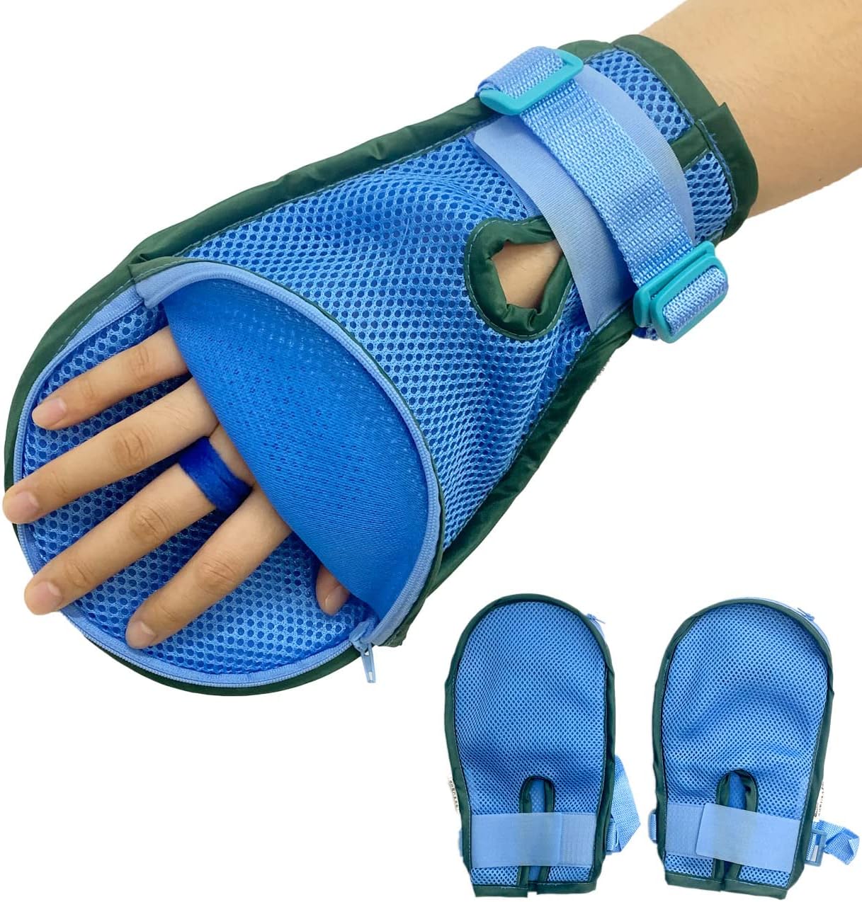 Hands Restraint Mittens for Dementia - Elderly Finger Control Mitt Padded Protector, Patients Bed Anti-Catch Hand Protection, Soft & Skin-Friendly, 1 Pair (L)