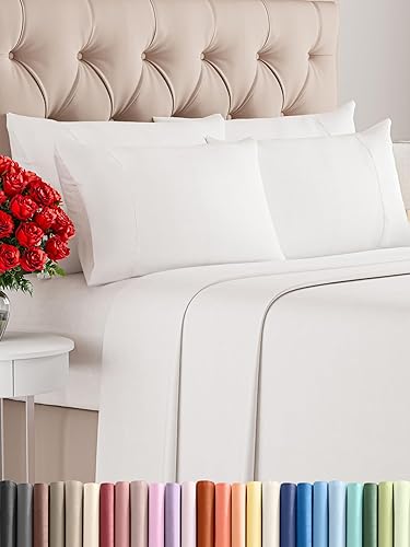 Vista 131 de Juego de sábanas Split King de 7 piezas, sábanas transpirables y refrescantes, sábanas de hotel, bolsillos profundos, ajuste fácil, suaves y sin