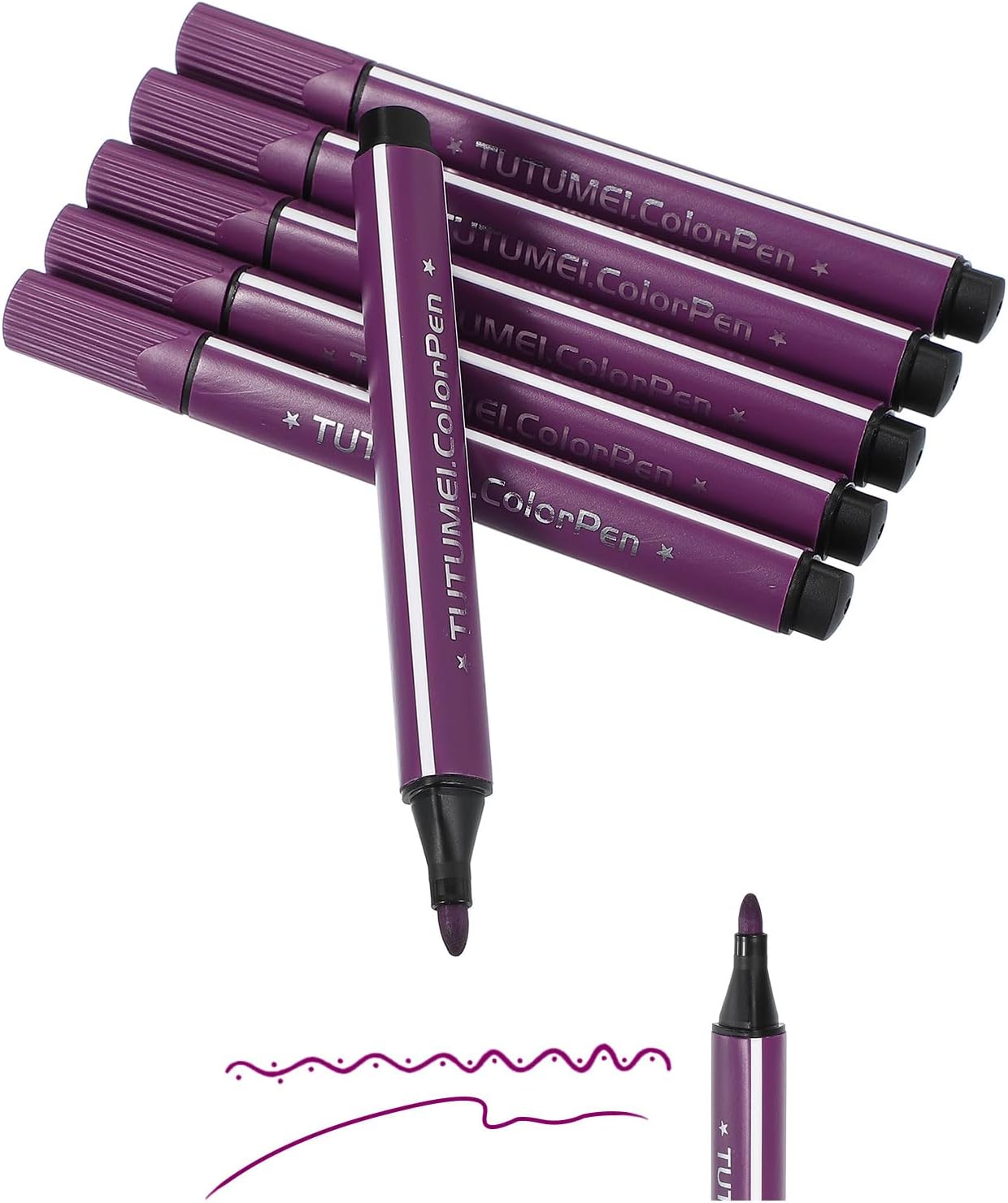 PATIKIL Colored Markers, Purple Red 6 Pack Washable Coloring Drawing Doodling Markers Broad Line Art Marker Water Color Pens Set for Adult Coloring Books Sketching