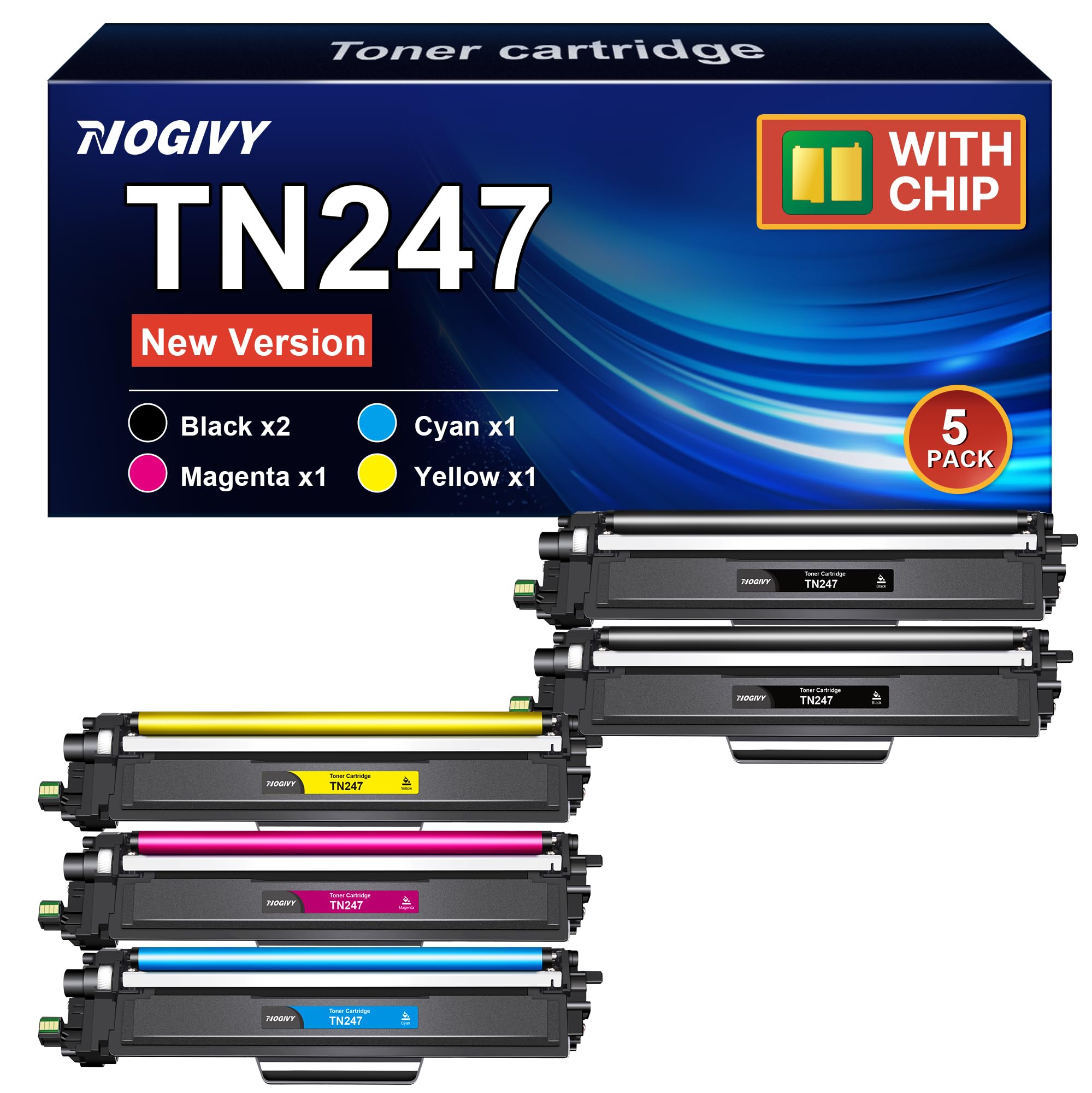 TN247 TN-243CMYK MFC L3750CDW Toner Kompatibel für Brother TN243CMYK TN-247 für Toner Brother MFC-L3770CDW DCP-L3550CDW MFC-L3750CDW HL-L3210CW (2 Schwarz Cyan Gelb Magenta, 5er-Pack)