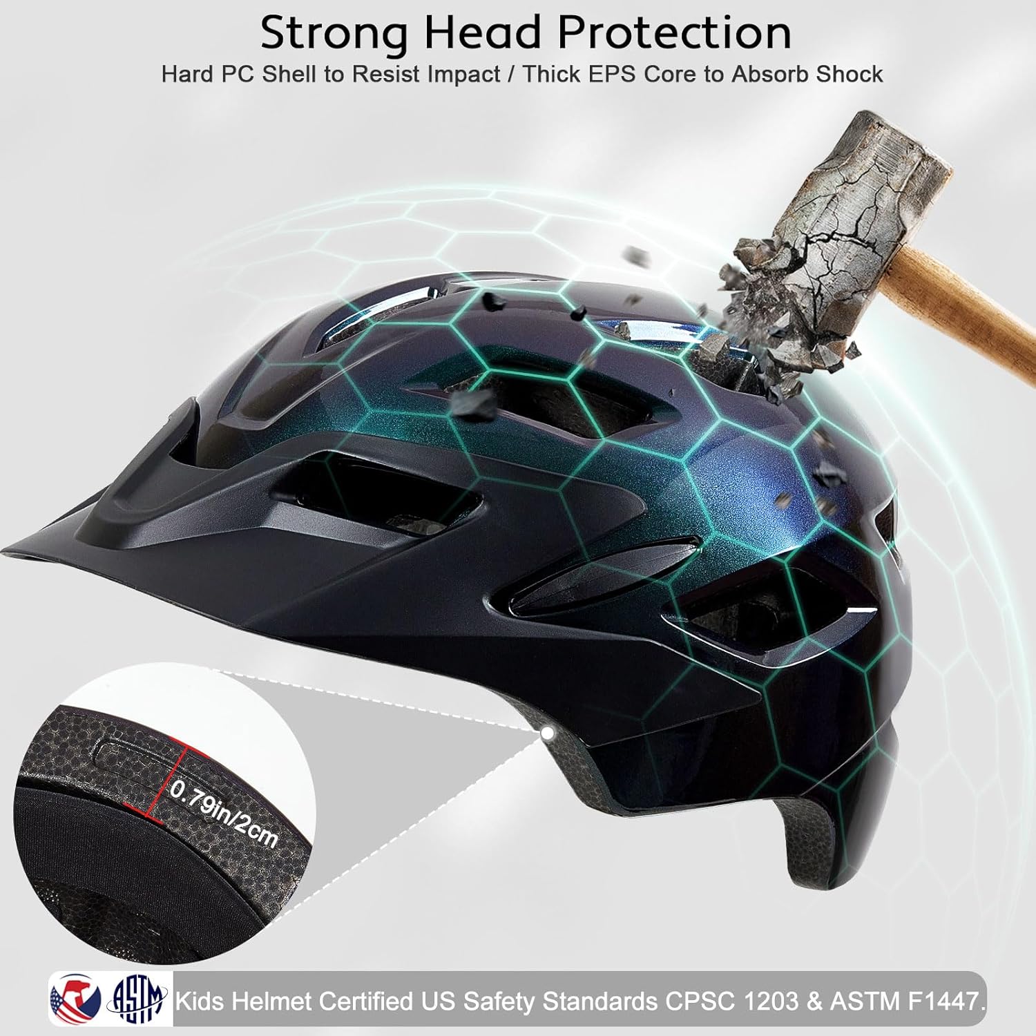 Kids Bike Helmet, Toddler Helmet for Kids 3-5/5-8/8-10 Years Boys Girls, Adjustable Youth Bike Helmets with Detachable Visor, Bicycle Helmets for Skateboard Scooter Cycling - Image 3