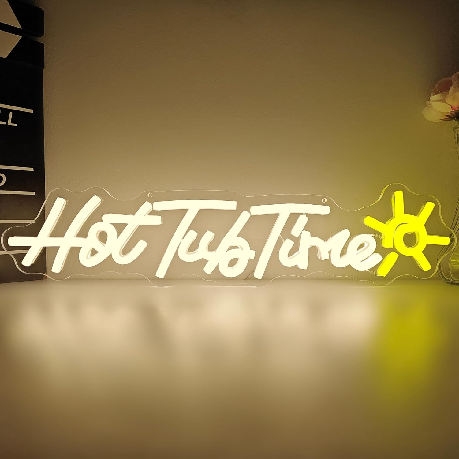 Hot Tub Time Neon Sign for Wall Decor Hot Tub Led Sign Bathroom Neon Light Up Signs for Poolside Garden Lounge Spa Studio Wall Art Business Home Cafe Bar Garage Decoration Gift Housewarming Party