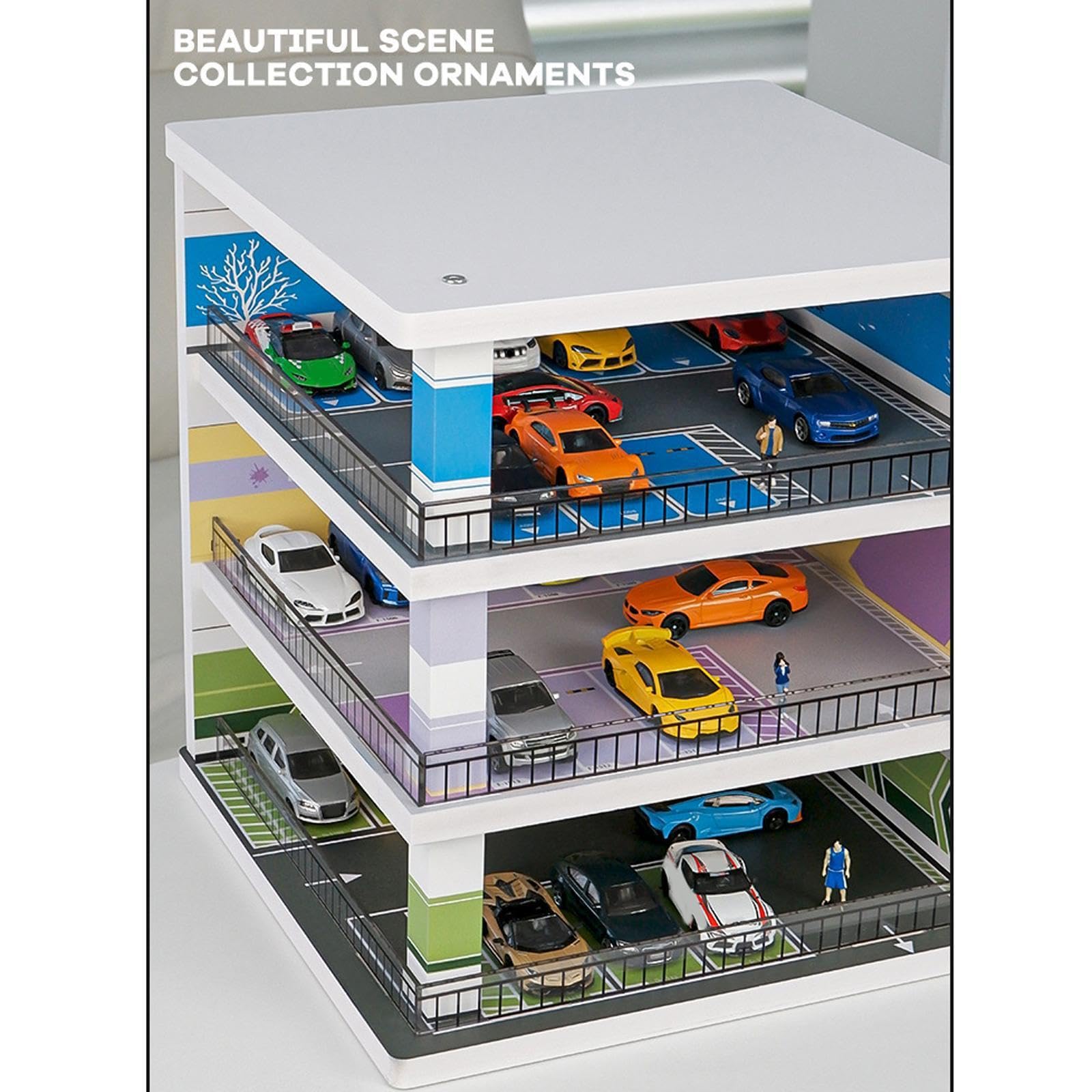 Die Diorama Vitrine „Parkplatz“ bietet Sammlern Platz zum Ausstellen von Modellautos im Maßstab 1:64 mit Style Friends. Anzeige von Druckguss