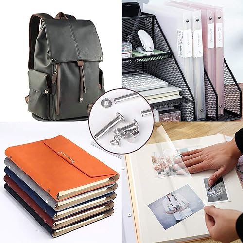 Miniatura 7 de Chicago - Juego surtido de tornillos para encuadernación, 90 juegos de tornillos Phillips Chicago de acero inoxidable 304 para decoración de cuero,