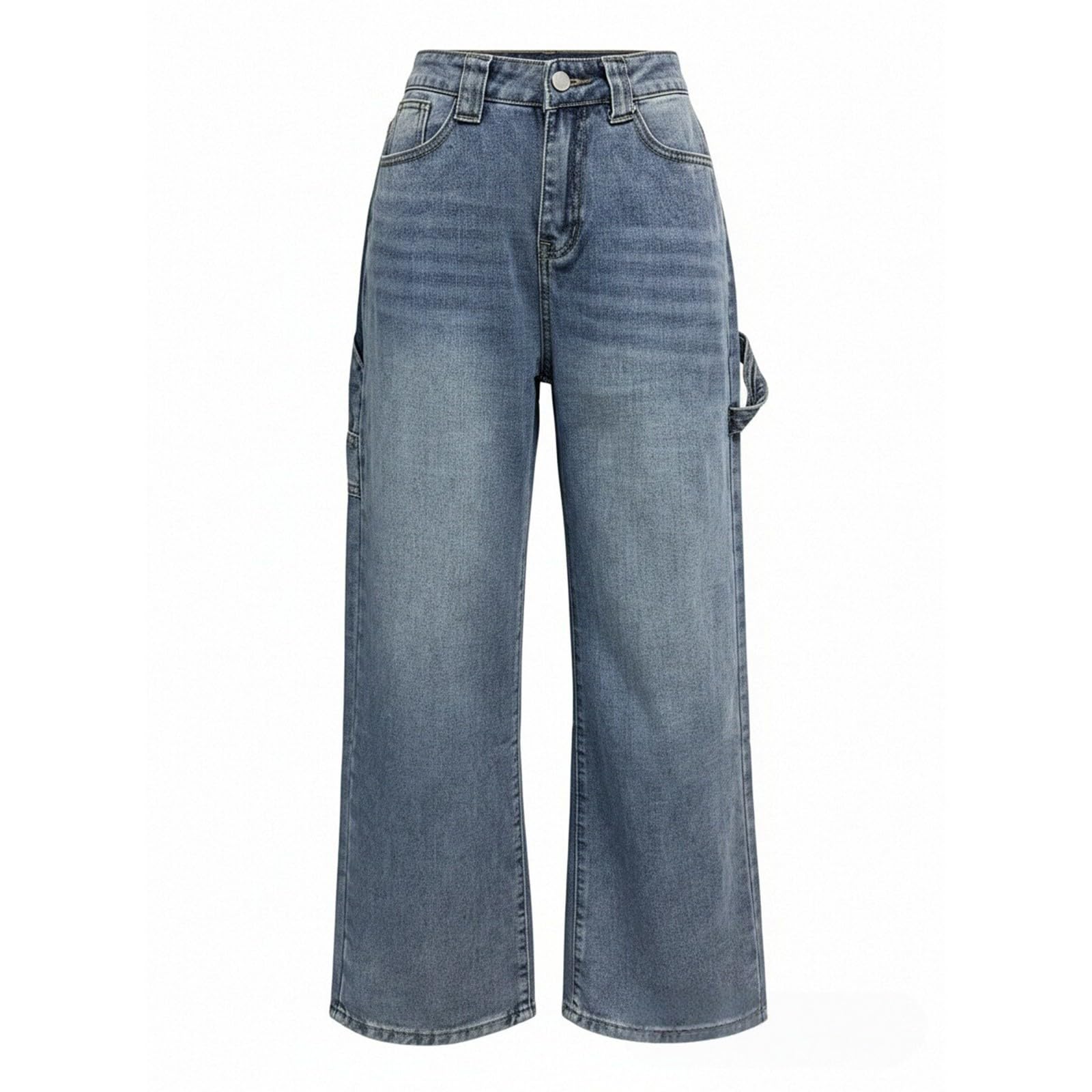Damen Straight Leg Jeans Baggy Lang Weites Bein Jeanshosen Y2K | Große Größe Jeanshose Y2K Streetwear Casual Boyfriend Denimhose Moden Freizeithose Harajuku Sommerhose Für Teenager-Mädchen