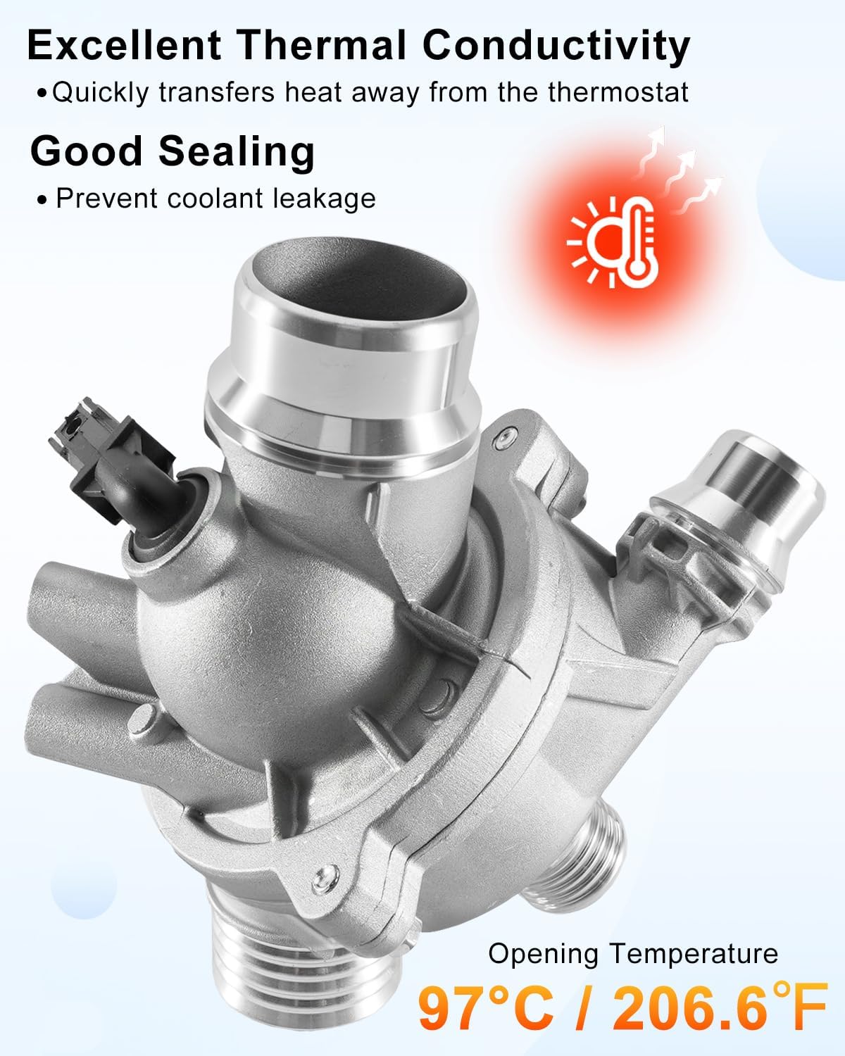 Upgrade Aluminum Thermostat Housing Assy Compatible with BMW E90 E92 E60 325i 328i 330i 335i 525i 528, Engine Coolant Thermostat Assembly Replace 11537549476 11537536655 11537544788 902-816