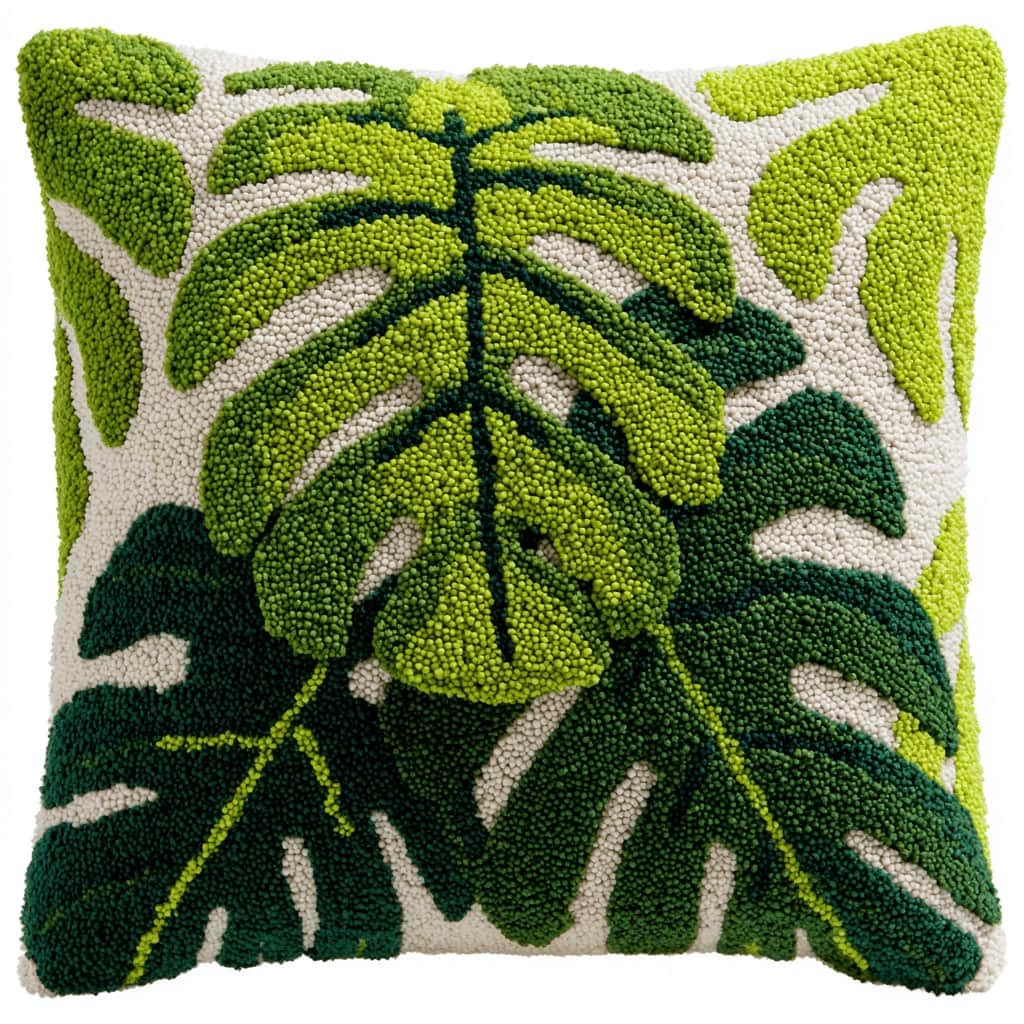 Kitquiver Beginner Latch Hook Cushion Kit,Leaf Decor Pillow Cover 43X43Cm