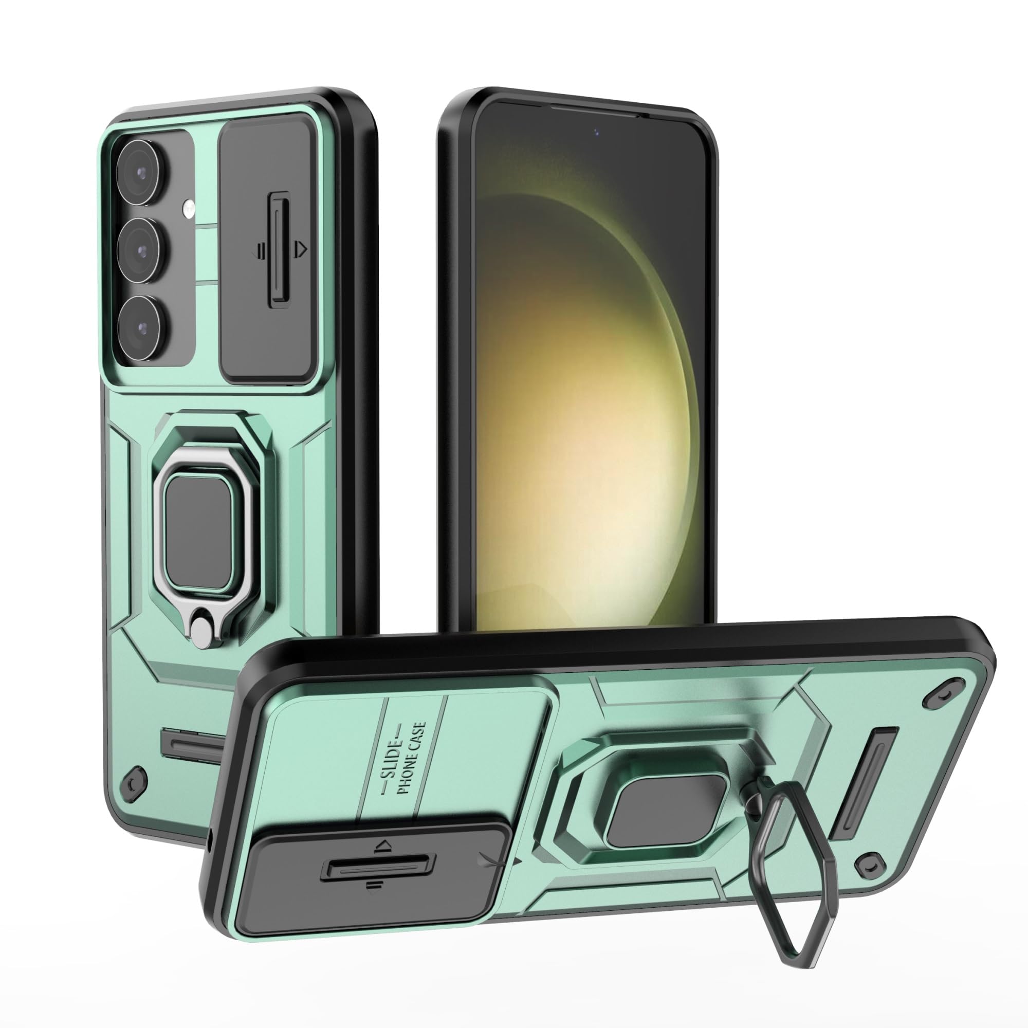 Coque Samsung S25 Plus 5G avec protège-caméra coulissant et anneau