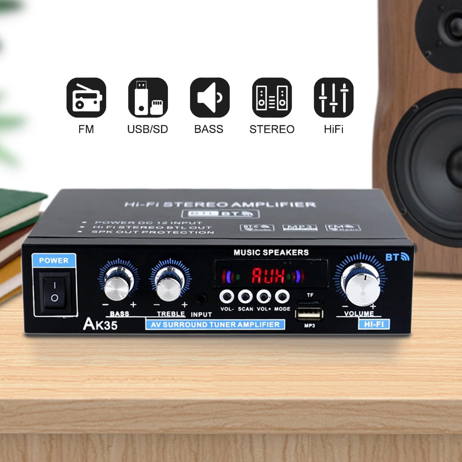 Bluetooth Mini Verstärker 2.0 Kanal 600 Watt Home Audio Stereo Hi-Fi Musik für Passiver Lautsprecher PC TV Auto
