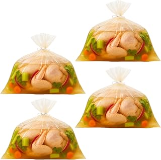 Thanksgiving Turkey Brine Bags, Extra Large Turkey Brining Bag, 26"×22" Thicker Chicken Brine Bags Kit for Chicken, Beef, Pork, Fish, Marinade, Christmas w/4 Cotton Strings Holds up 35lb, No BPA, 4PCS