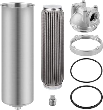 100 Micron 10 x 2.5 Stainless Steel Pleated Whole House Water Filter Cartridge, Universal Cleanable Water Filter Replacement for Well Water(100 Micron)