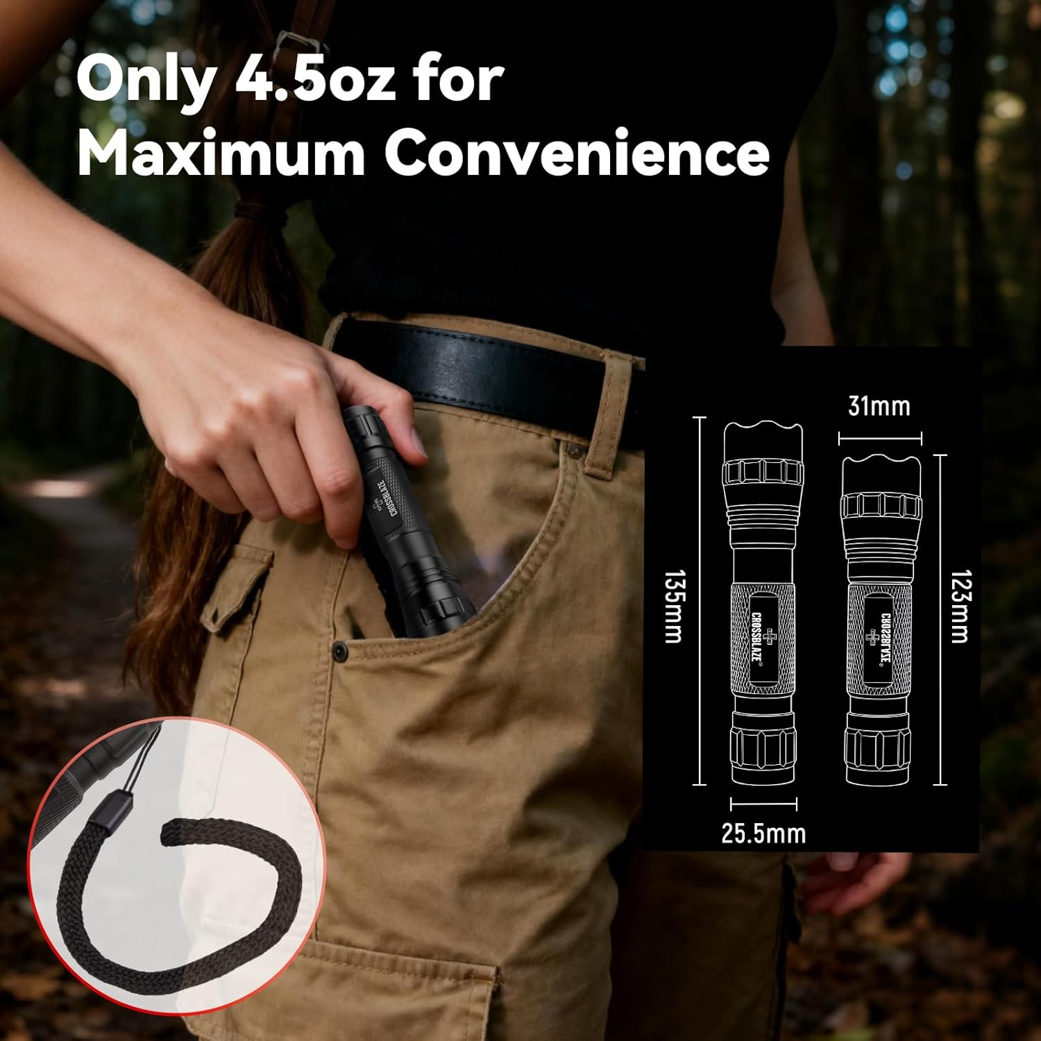 Red Light Flashlight, Long-Lasting Power Zoomable Focus for Hunting, High-Intensity Beam for Coyote & Fox, Astronomy, Camping and Night Vision