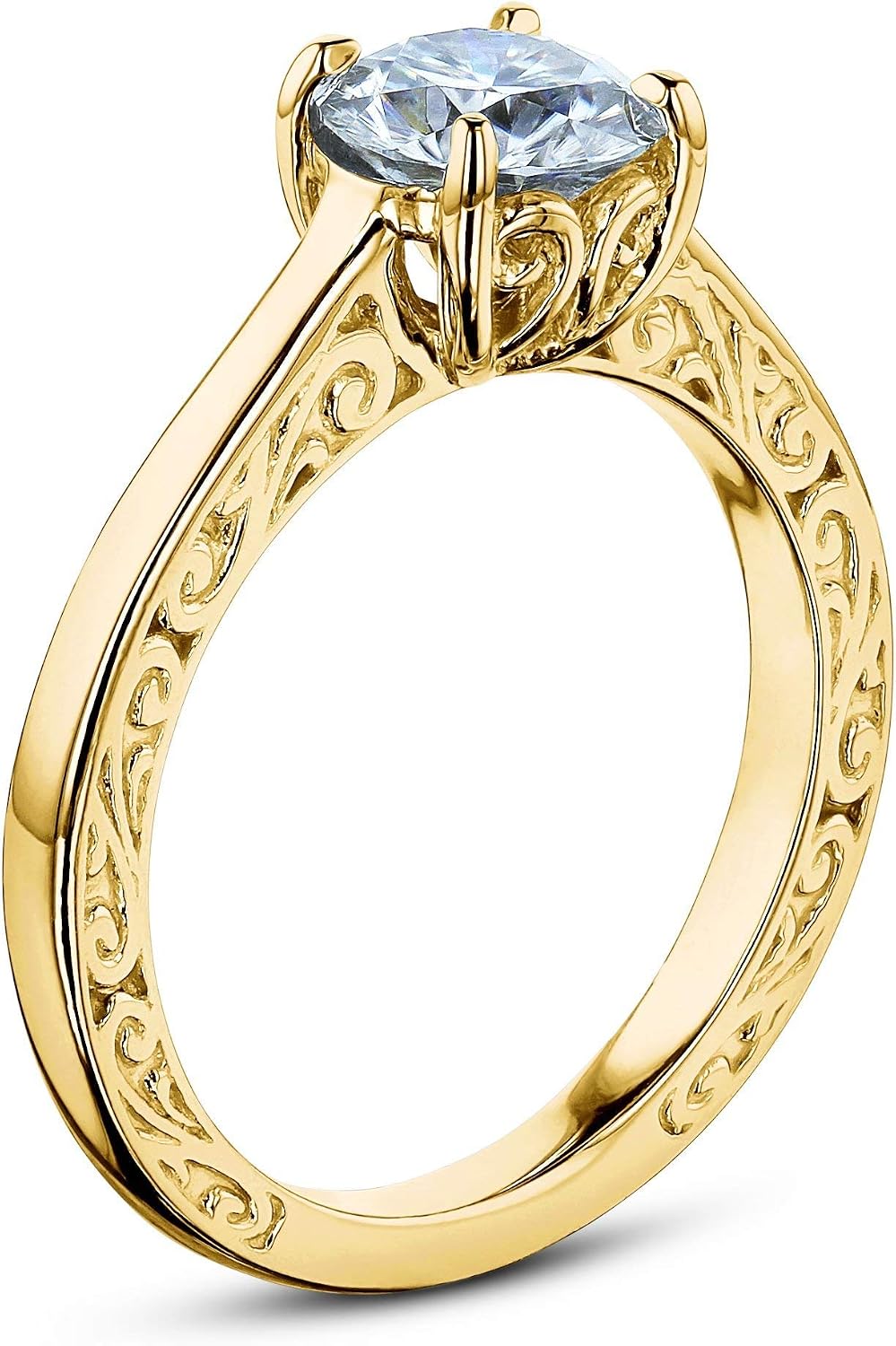 Kobelli One Carat Moissanite Solitaire Filigree Engraved Ring (DEF/VS)