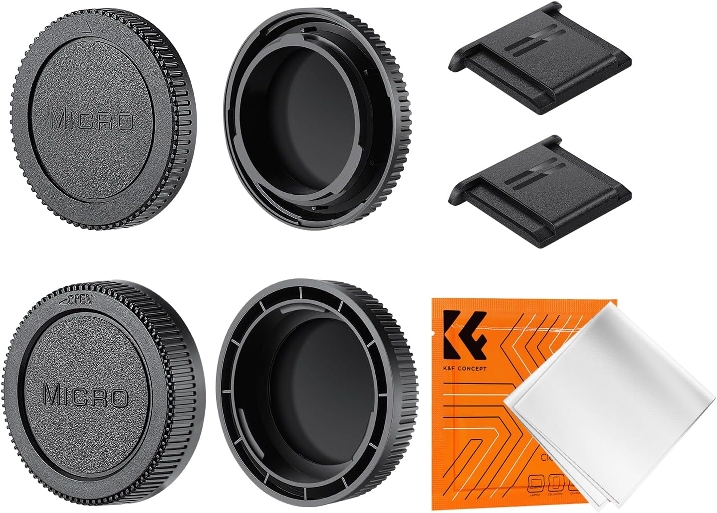 K&F Concept Olympus Micro 4/3 Compatible Body Cap and Lens Rear Cap Set for Olympus M4/3 Compatible Lens Storage Body Mount Protective Cap Camera Parts Compatible Camera Accessory Dustproof Scratch