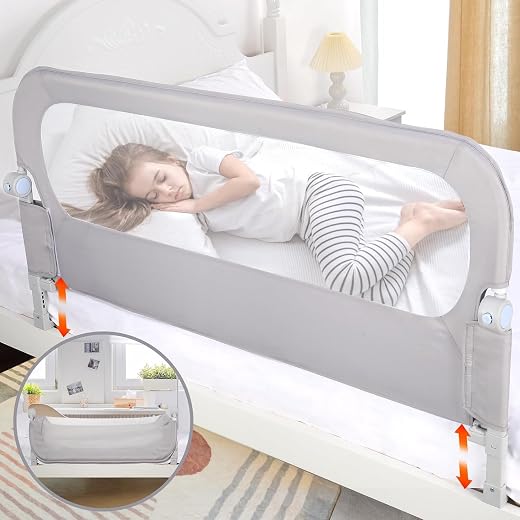 Bed Rail for Toddlers Toddler- 47" Baby Bed Rails for Queen, Full, King, Twin, Crib, Bunk Size Bed Adjustable Heights & Swing Down Bedrail Extral Tall Child Safety Side Railing Guards for Kids