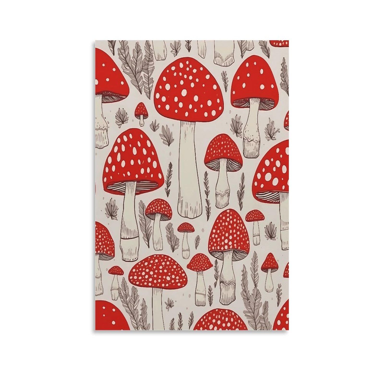 VstaDank Red White Mushroom Canvas Wall Art on Canvas Prints Artwork Exquisite Decor Artwork Hang Wall Picture Hangable Decor Painting Picture Printed Poster Art for Home Decor 20x30inch(50x75cm)
