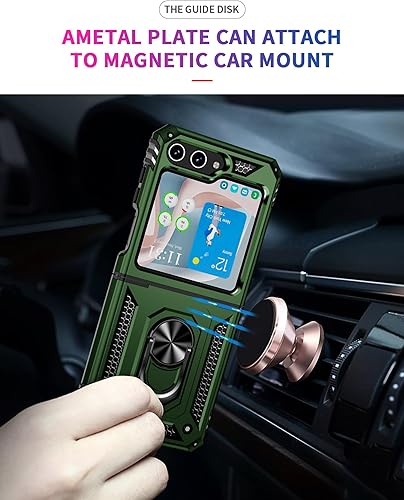 Miniatura 6 de ONOLA Funda para Samsung Galaxy Z Flip 5 con protección de bisagra y soporte magnético de anillo giratorio de 360, funda para teléfono Samsung Z