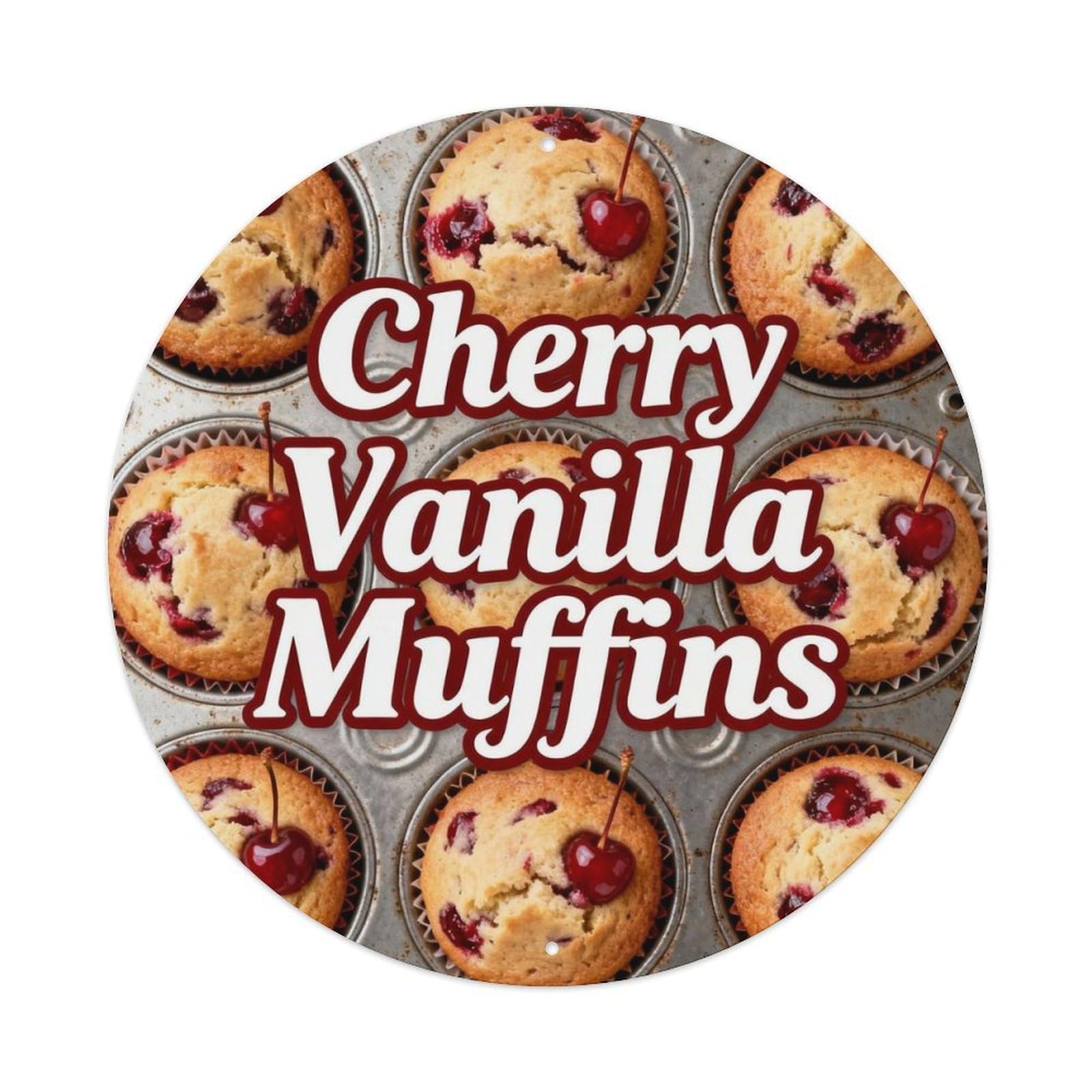 Cherry Vanilla Muffins Metal Tin Sign Plaque