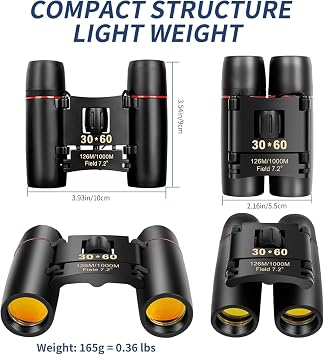 Portable Mini Binoculars, Foldable, Wide View Angle for Outdoor Bird Watching, Concerts, Travel, Hiking, Football Games