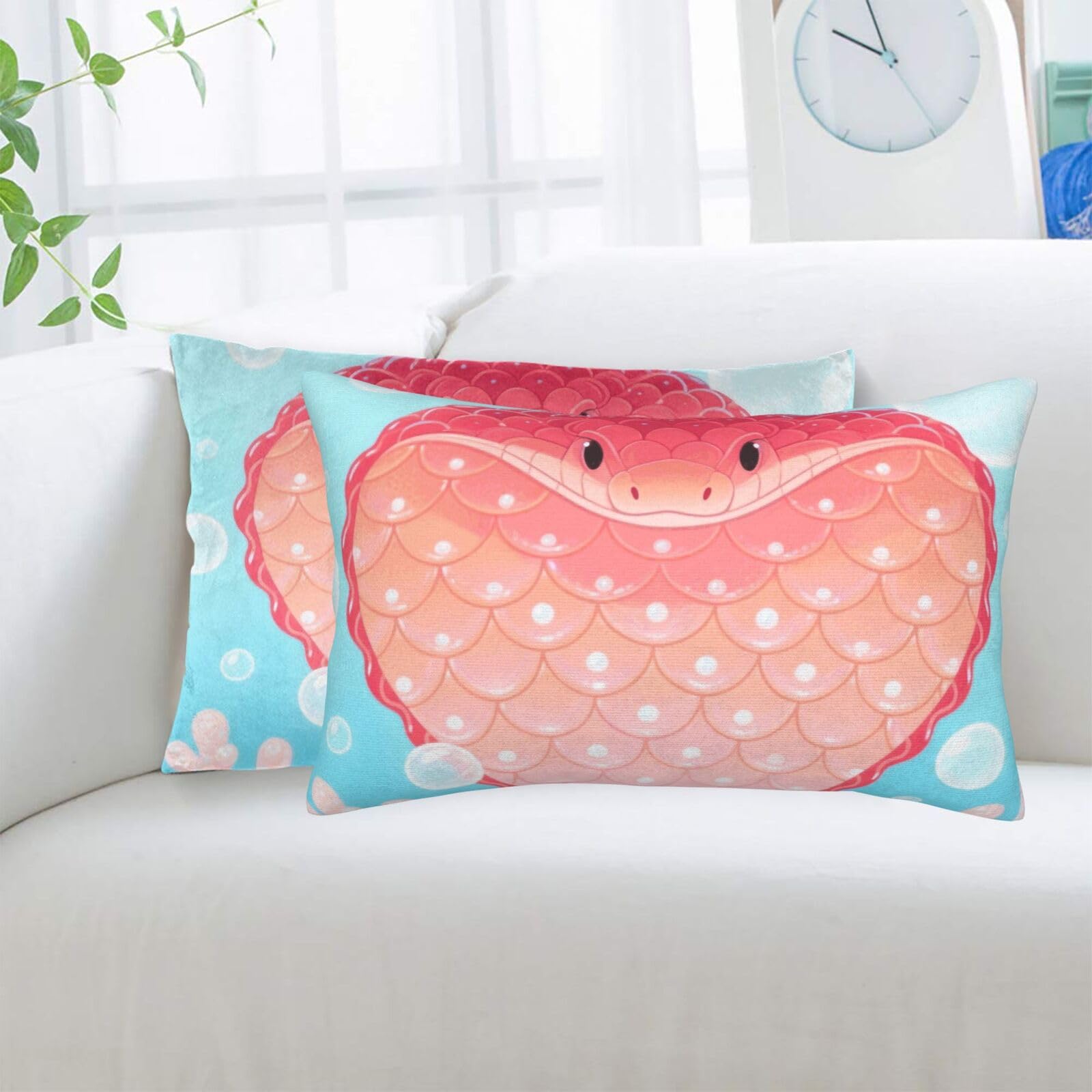2 Pack Standard Pillowcases Sets, Ultra Soft Comfort Microfiber Plush Pillow Cases Snake Decorative Throw Pillow Cover with Hidden Zipper for Bedroom, Sofa, Couch,16"X24"