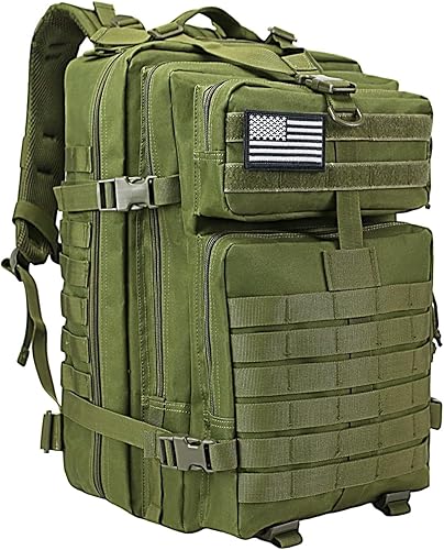 Vista 12 de WOLT - Mochila táctica militar para hombre de 45L, mochila Molle, paquete de asalto de 3 días, mochila de emergencia, mochila resistente para Negro