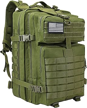 WOLT Military Tactical Backpack for Men 45L Molle Backpack 3 Day Assault Pack Bug Out Bag, Heavy Duty Rucksack for Hiking GymArmy Green