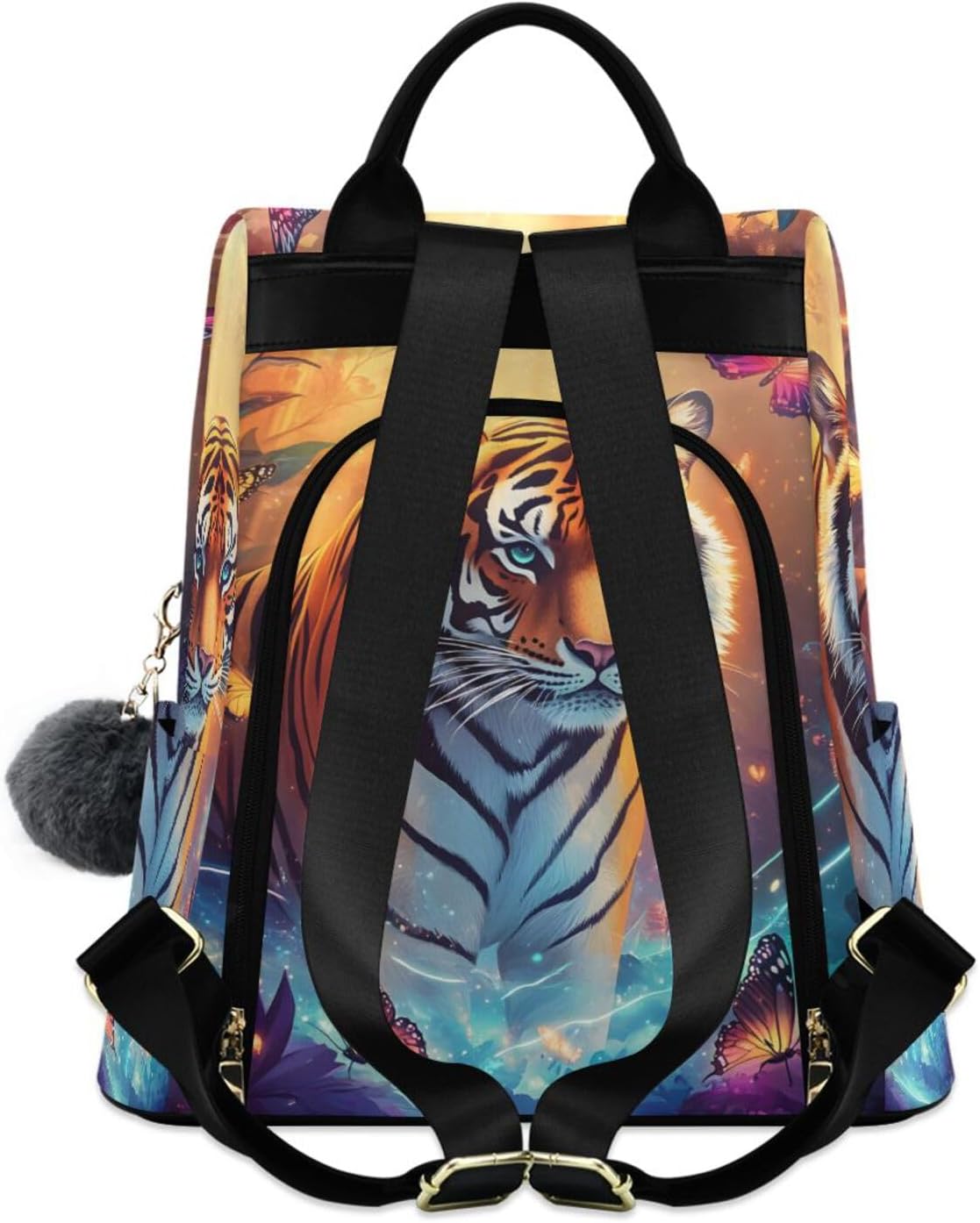 ALAZA Majestic Tiger Butterfly Backpack Purse for Women Anti Theft Fashion Back Pack Shoulder Bag