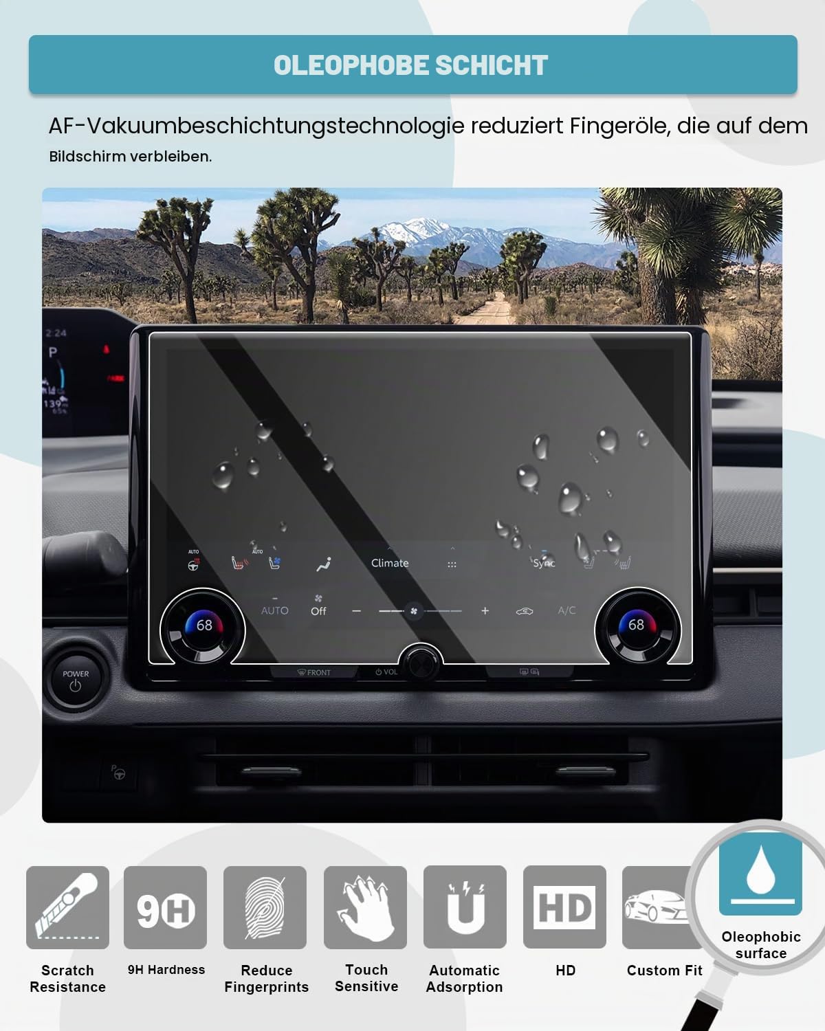 CDEFG Kompatibel mit Toyota bZ4X/bZ 2026 Facelift Navigation Schutzfolie Tempered Glas 14 Zoll Kratzfest GPS 9H Displayschutzfolie Auto Navi Folie Zubehör