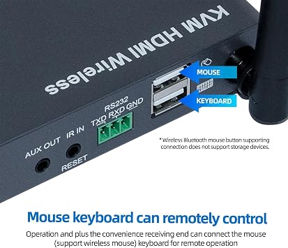 Wireless HDMI Receiver 4K, 328ft Long Range, IR Remote, KVM & RS232, Compatible with W08A TX, for HDTV, Projector & Monitor (Receiver Only)