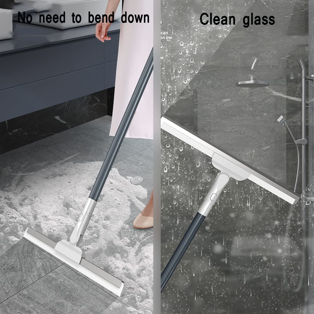 Besen mit mit Teleskopstiel Multifunktions-Magischer Besen Suprabesen für drinnen und draußen Haushaltssilikon-Wischmopp 125cm Lang Kehrbesen für Parkett, Steinböden und Fenster (45cm)