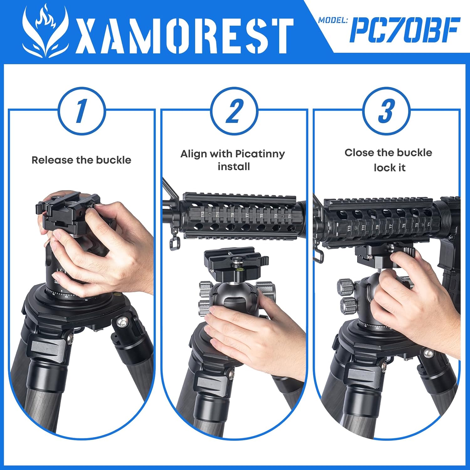PC70-BF Picatinny Arca Swiss Plate, 2.75 inch Picatinny Arca Rail Mount for Rifle Tripod Ballhead Quick Release Plate, Compatiable RRS Dovetail, Suitable for QD Sling & ARMS 17S Style