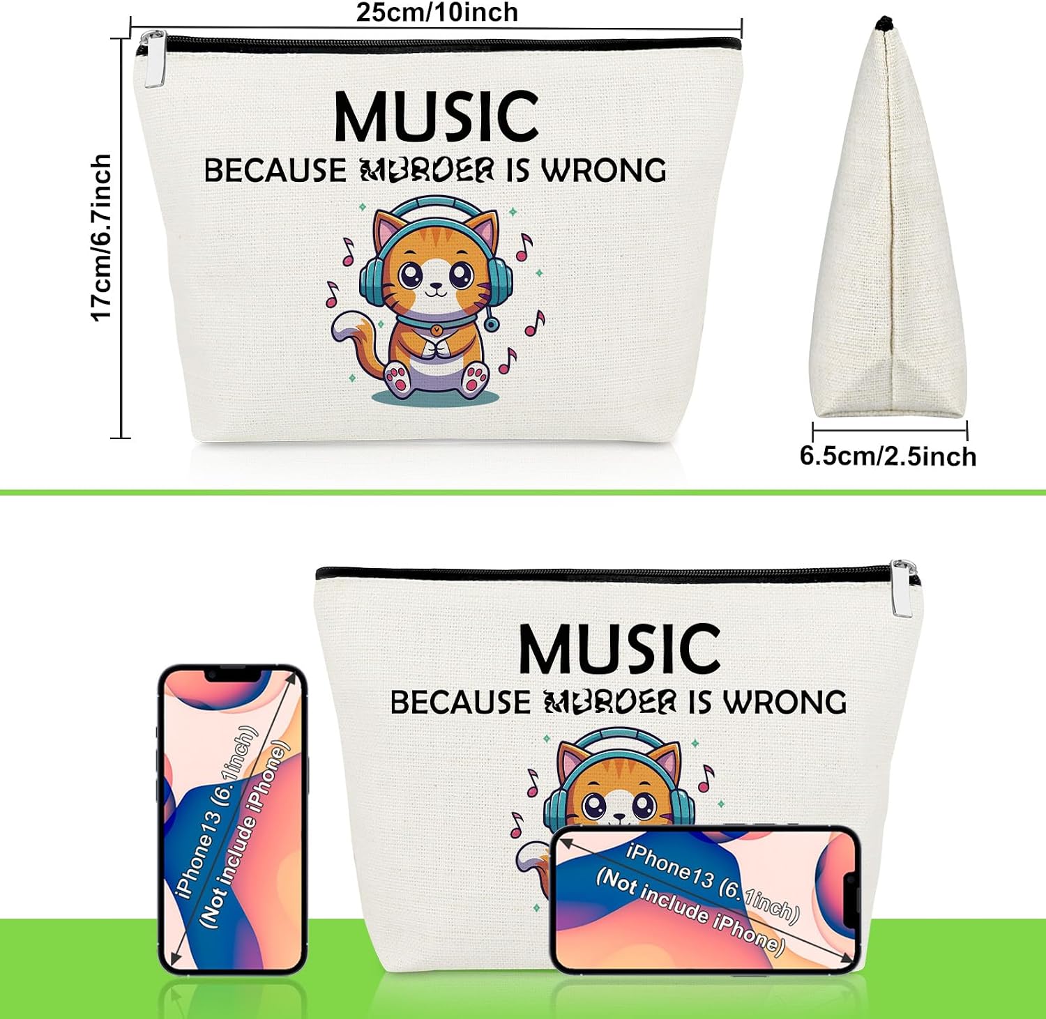 Music Gifts for Women Makeup Bag Teacher Appreciation Gifts for Music Lover Funny Humor Novelty Sarcasm Musical Cosmetic Bag for Musician Coworker Best Friend Musical Birthday Present Travel Pouch image 2