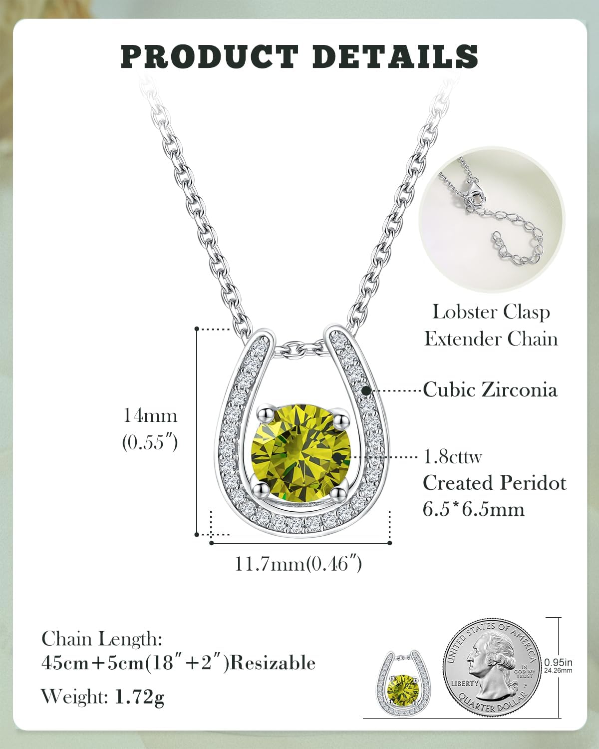 Sterling Silver Birthstone Horseshoe Necklace for Women Good Luck Pendant Necklace Jewelry for Birthday Wedding(with Gift Box) - Image 4