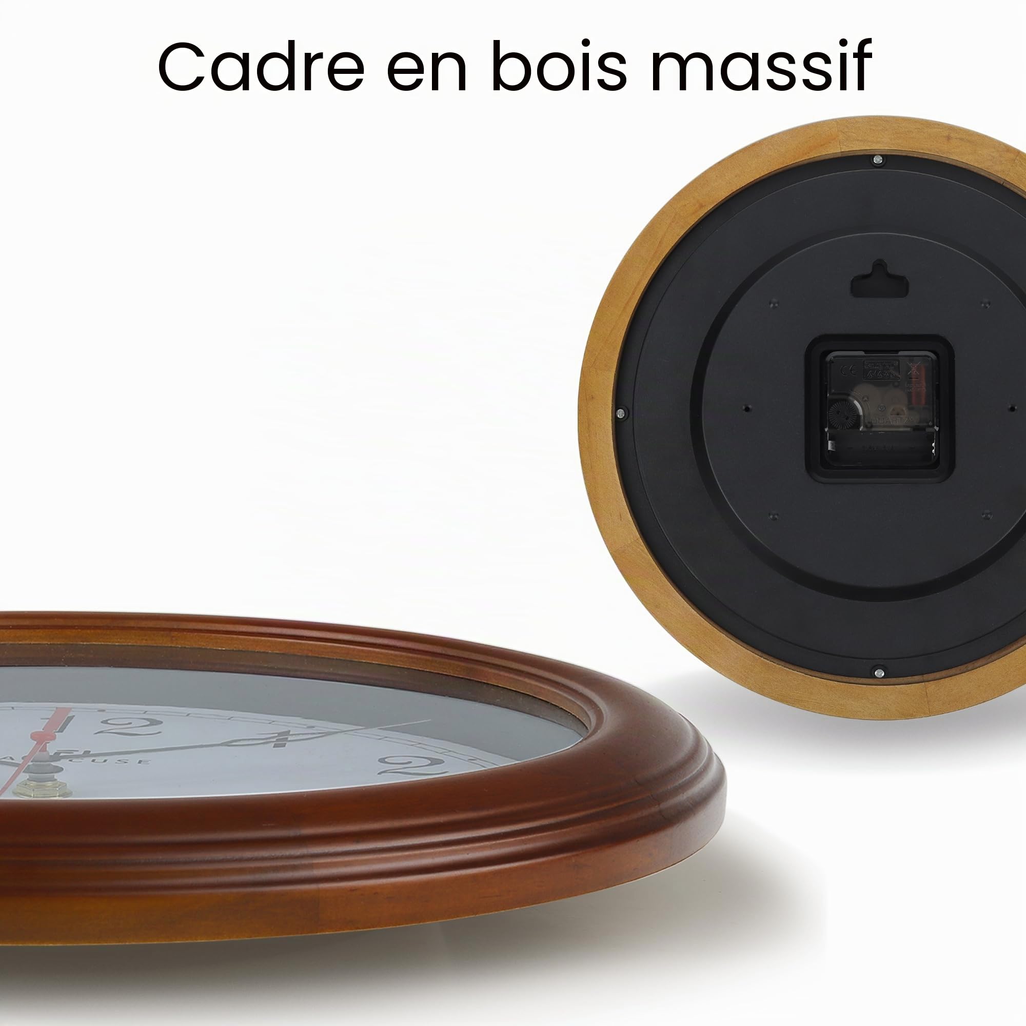Lafocuse Horloge Murale Bois Massif Vintage 30cm Silencieuse Design Retro
