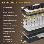 YUNZII YZ75 75% Hot Swappable sans fil jeu clavier mécanique, RGB Feux de marche arrière, BT5.0/2.4G/USB-C, Dye Sub PBT Captures-clés pour Linux/Win/Mac (Noir, Gateron G Pro Jaune)