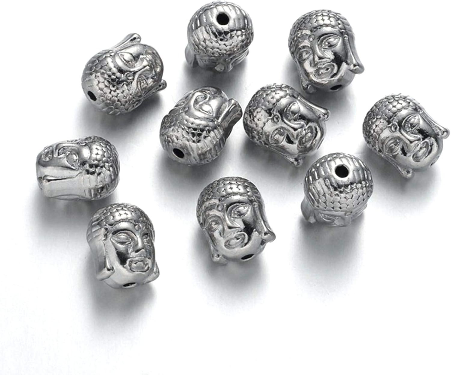 Craftdady 200pcs Tibetan Silver Buddha Head Beads Spiritual Metal Spacer Beads 8.5x10mm for Jewelry Making Hole:2mm