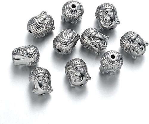 Miniatura 13 de Craftdady 50 cuentas espaciadoras tibetanas de metal antiguo de Buda de 0.433 x 0.413 in para hacer manualidades de joyería con agujero de 0.069