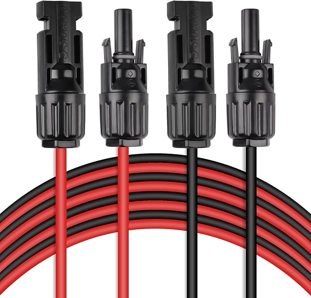 URAQT Solar Panel Extension Cable, 1 Pair 5m 4mm² Solar Panel Cable with IP68 Waterproof Plug, Professional Solar Cable Connects for Solar Panel RV Portable Power Station Solar Generator (12AWG)