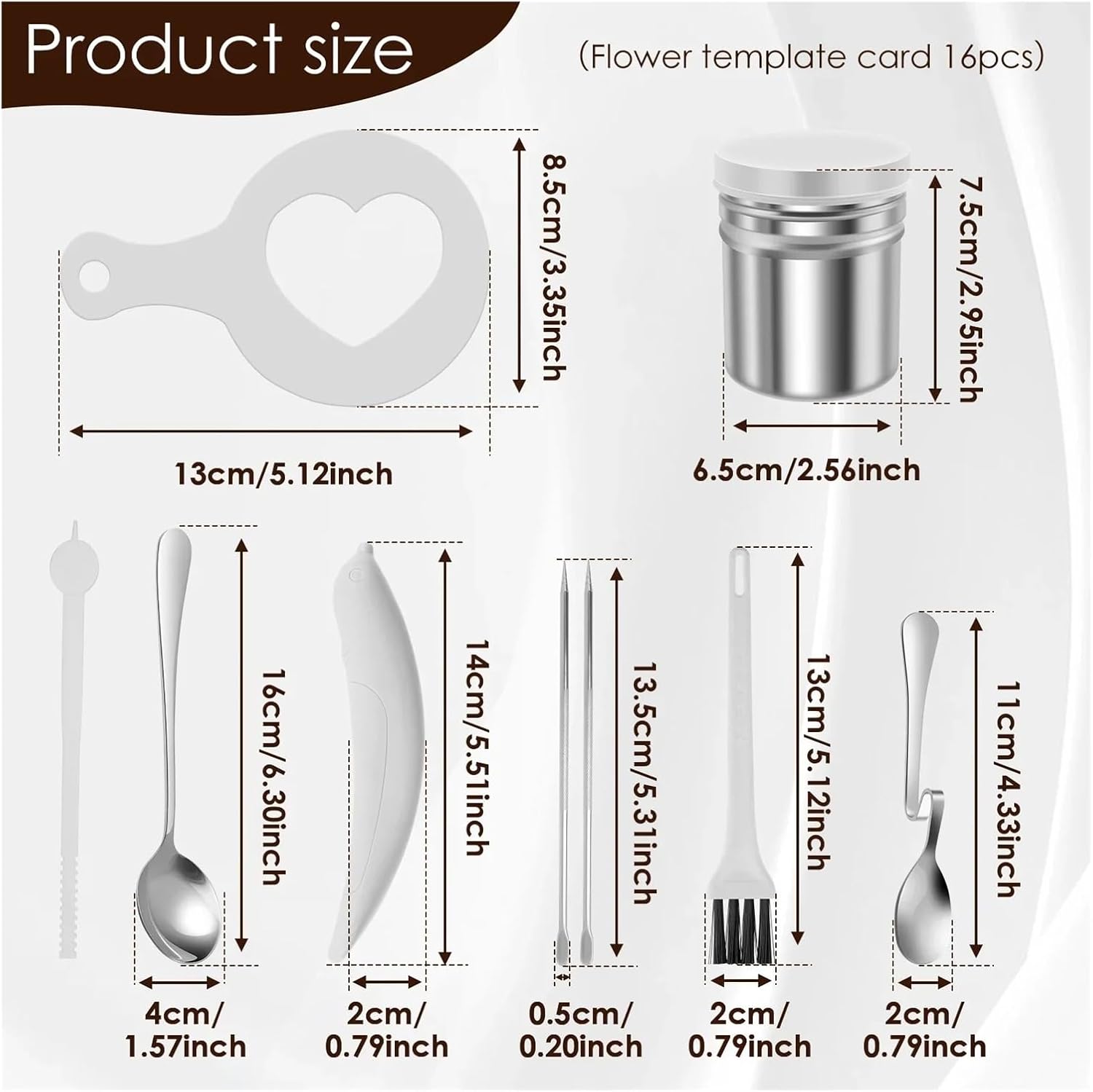 24 Pcs Coffee Latte Art Set Creative Kit Practical Decorating Stencil with Powder Shaker Pen Spoon Stick