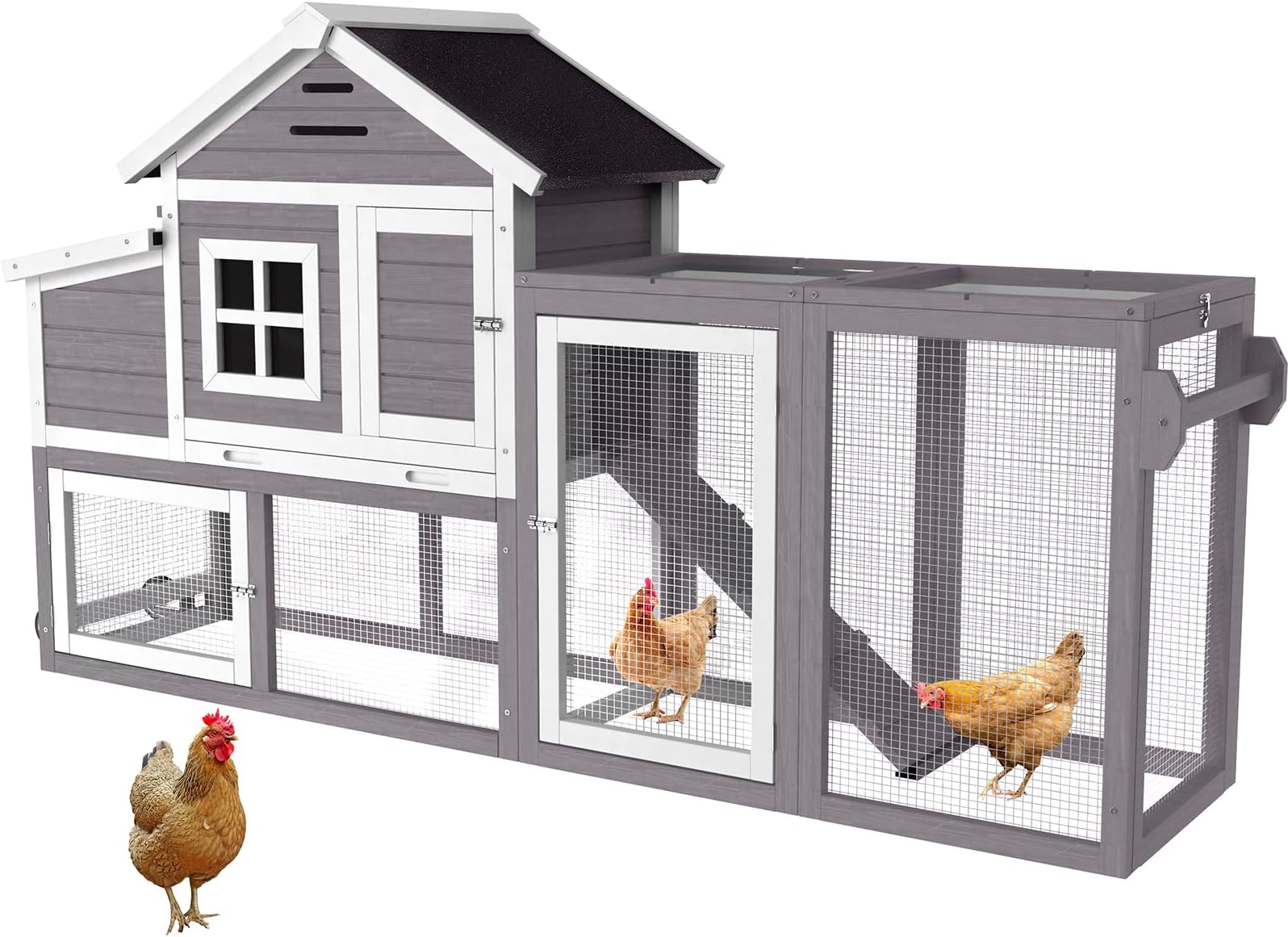 BuddyManor Mobile Chicken Coop, Outdoor Poultry Cage with Nesting Box, Weathe...